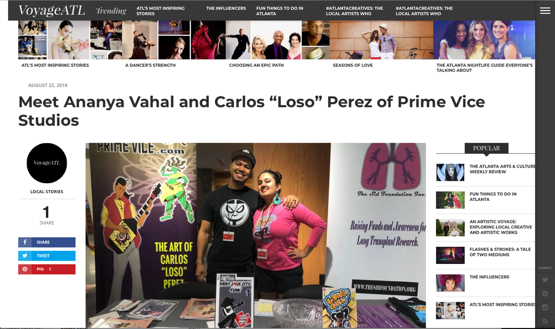 Prime Vice Studios Sequential art company Intellectual property Carlos “Loso” Perez Understanding comics  Graphic novel storytelling Comic art Cartooning Black owned business  Comic book workshop Sequential art workshop Ananya Vahal, VoyageATL interview